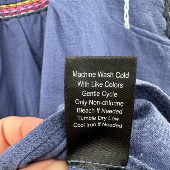 Altar'd State Blue Boho Lightweight Tassel Floral Embroidered Small Blouse NEW - Picture 5 of 7